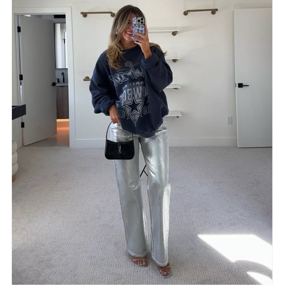 NWT • A&F Silver Metallic Jeans - Picture 9 of 12